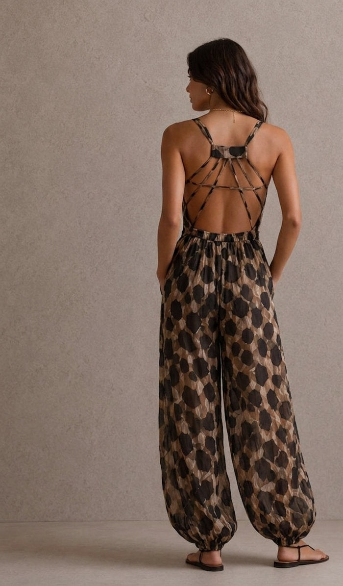 Conjunto Safari Animal Print Top Anudado - vista trasera