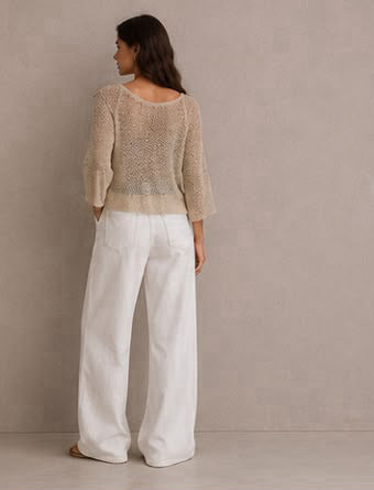Jersey Calado Crop Beige Dorado - vista trasera