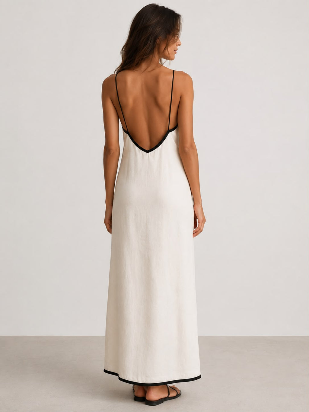 Vestido Maxi Capri Ribete Bicolor - vista trasera