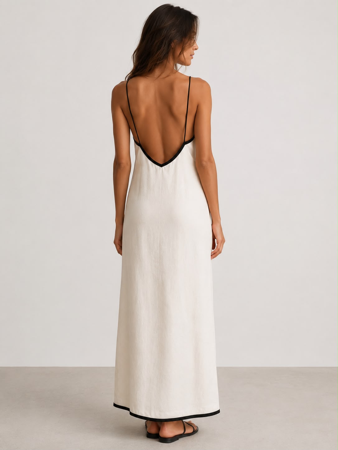Vestido Maxi Capri Ribete Bicolor - vista trasera
